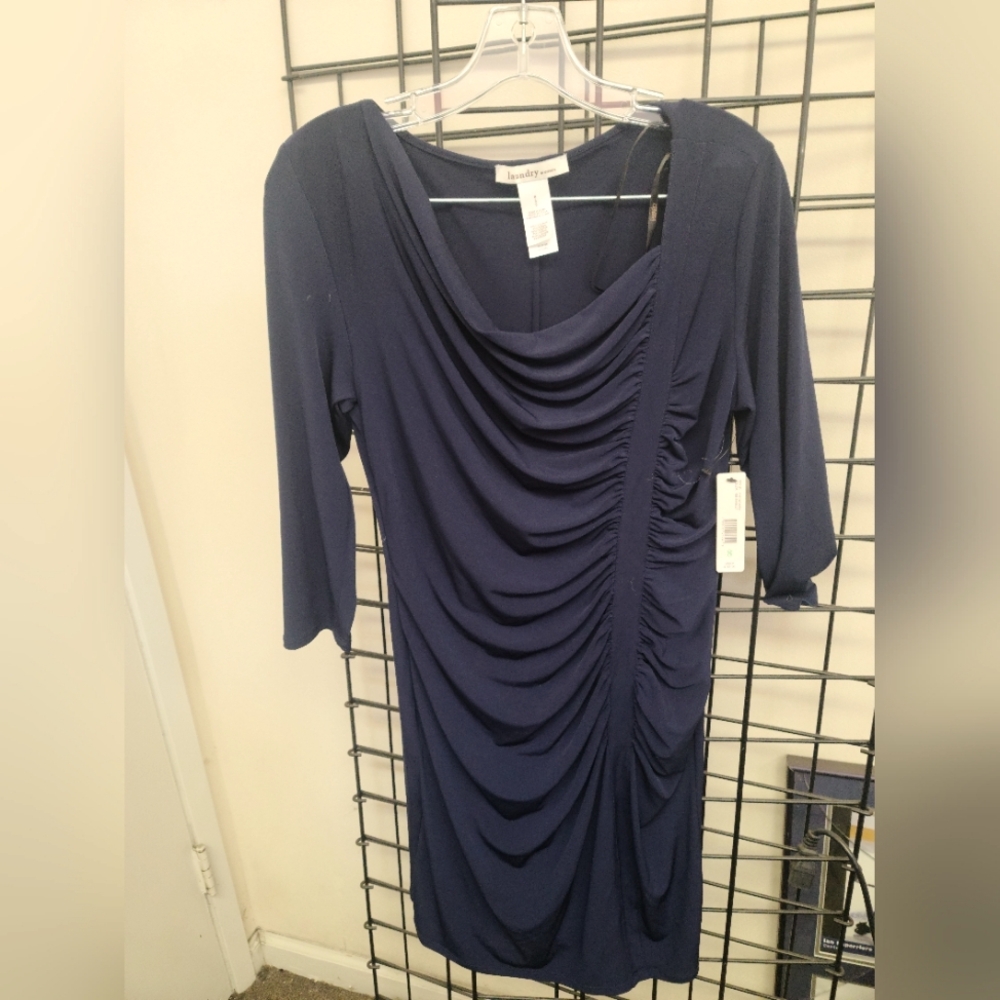 Laundry by design Navy ruched dress Size 8